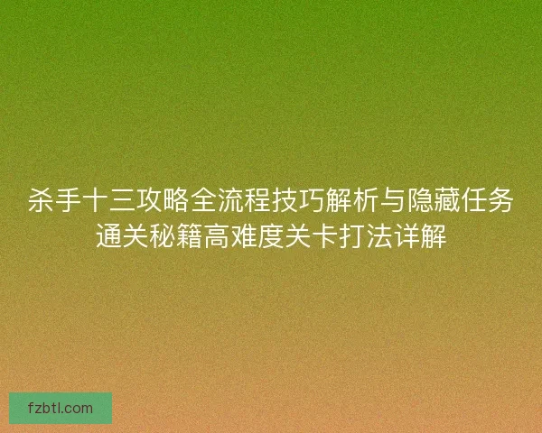 杀手十三攻略全流程技巧解析与隐藏任务通关秘籍高难度关卡打法详解