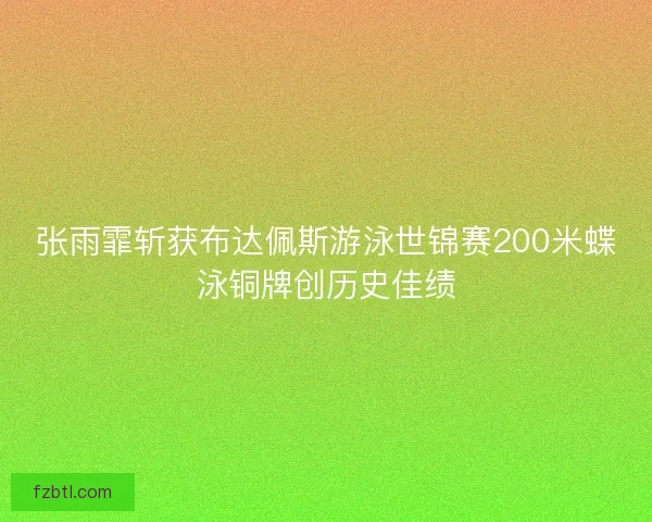 张雨霏斩获布达佩斯游泳世锦赛200米蝶泳铜牌创历史佳绩